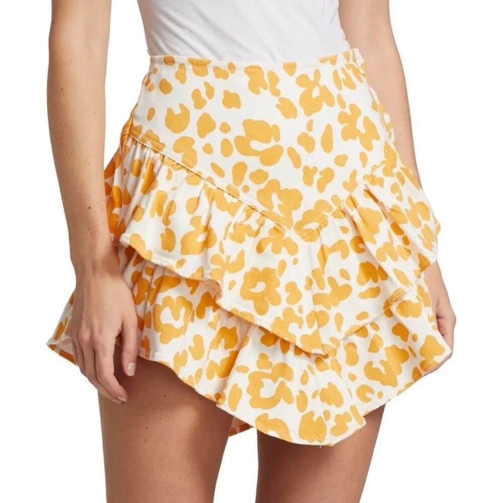 Mother The Ruffle Mini Skirt in Floral Leopard Size 34